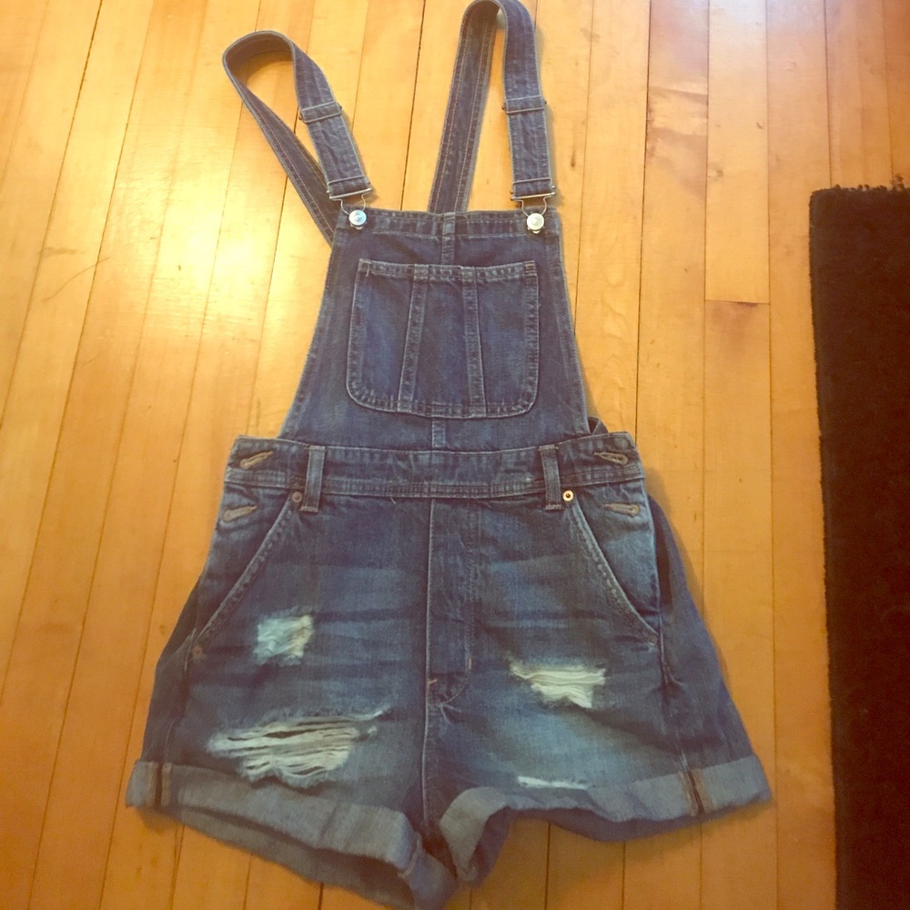 distressed overalls